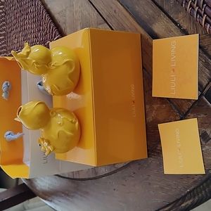 BRAND NEW LIULI Living Yellow Bone China Ornament Gourd Bud Vase Set